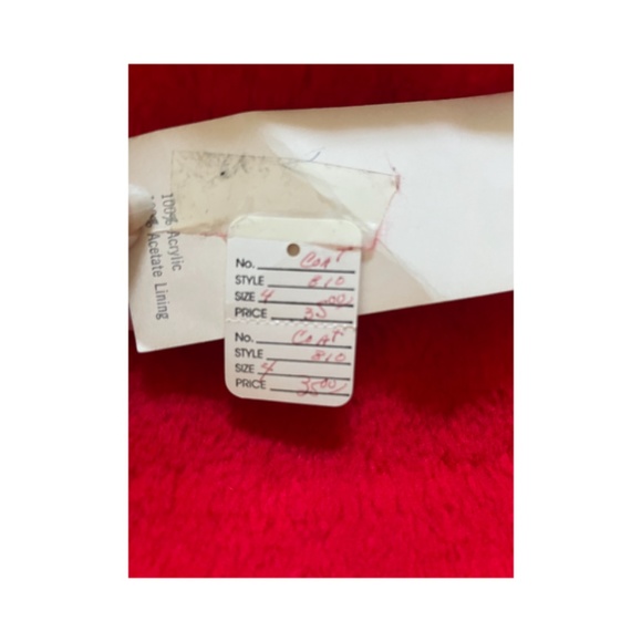 Vintage with tags Red Fur Faux Holiday Winter Coat special occasion size 4 - Picture 4 of 7